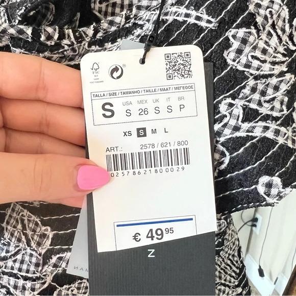 NWT Zara Floral Textured One Shoulder Ruffle Blouse - Picture 6 of 8